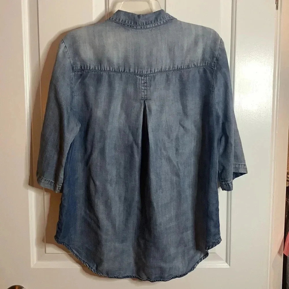 EUC BELLA DAHL womens blue sz large pullover denim shirt - Picture 8 of 12